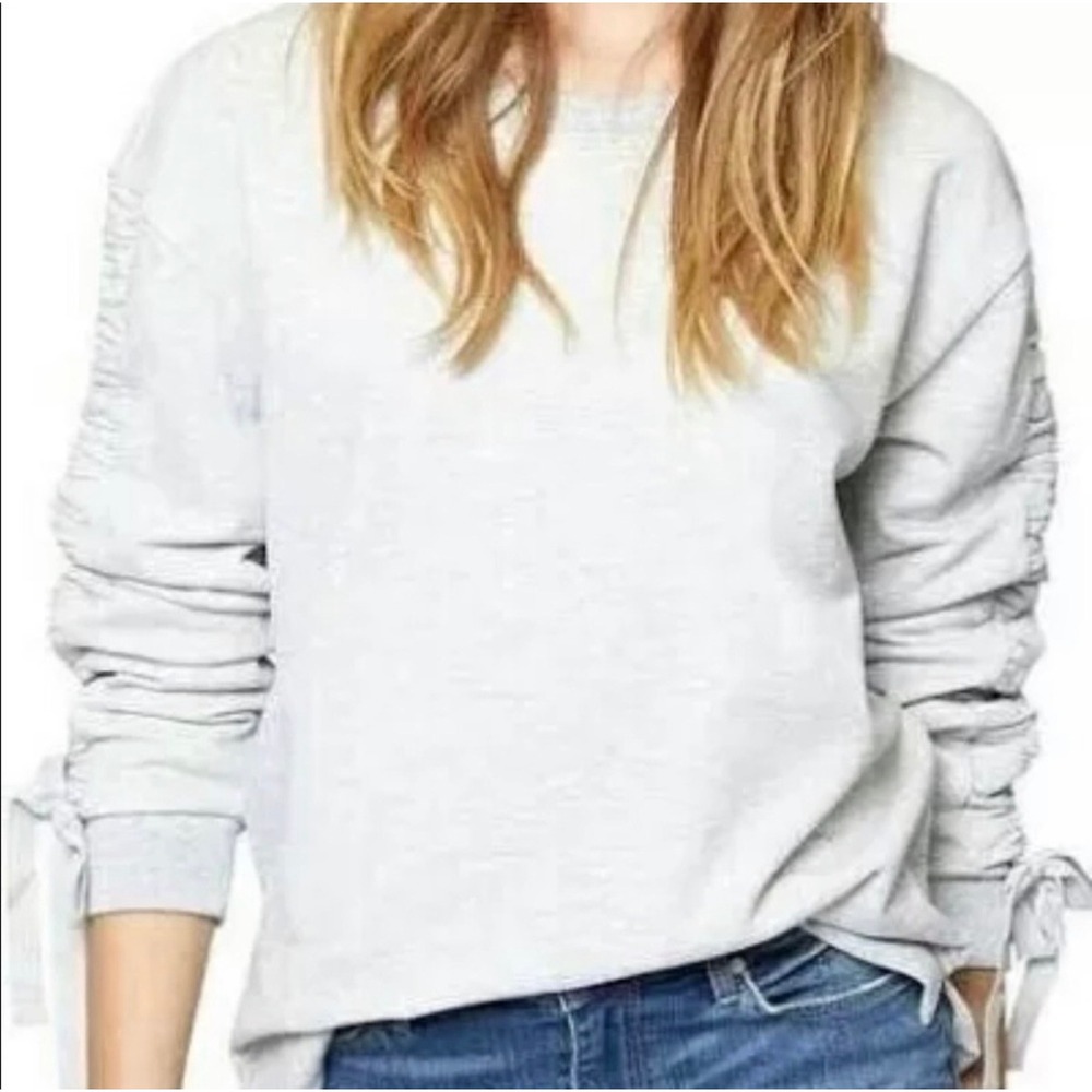 Sanctuary Camden Ruched Sleeve Sweatshirt M White Tie Cuff Balletcore T2305-FCT